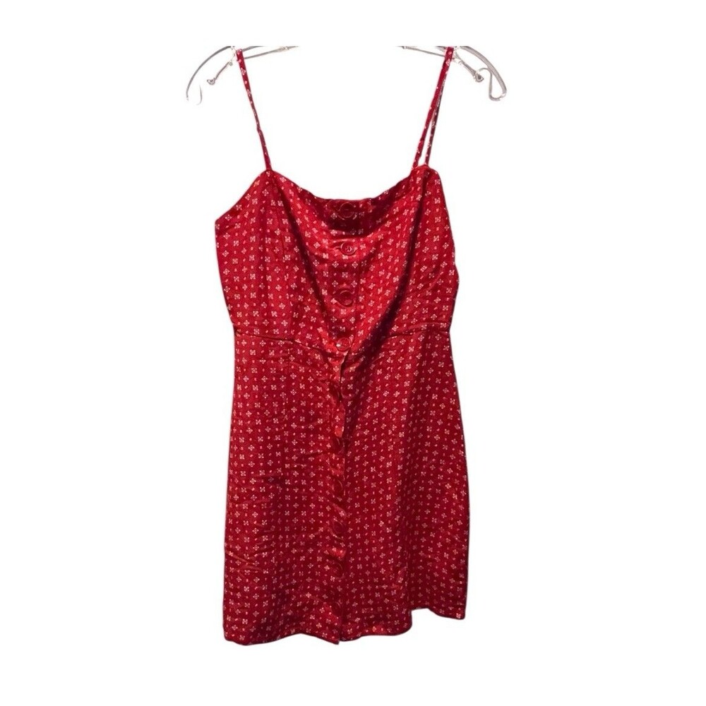 NEW! VOLCOM SALT AND SUN RED BUTTON FRONT SPAGHETTI STRAP DRESS WOMANS XSMALL